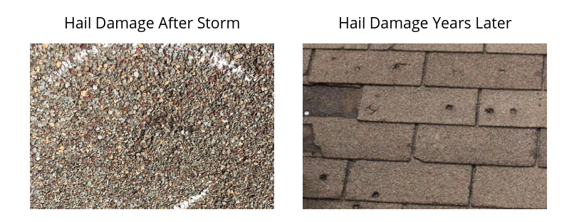 hail damage to roof after storm vs years later